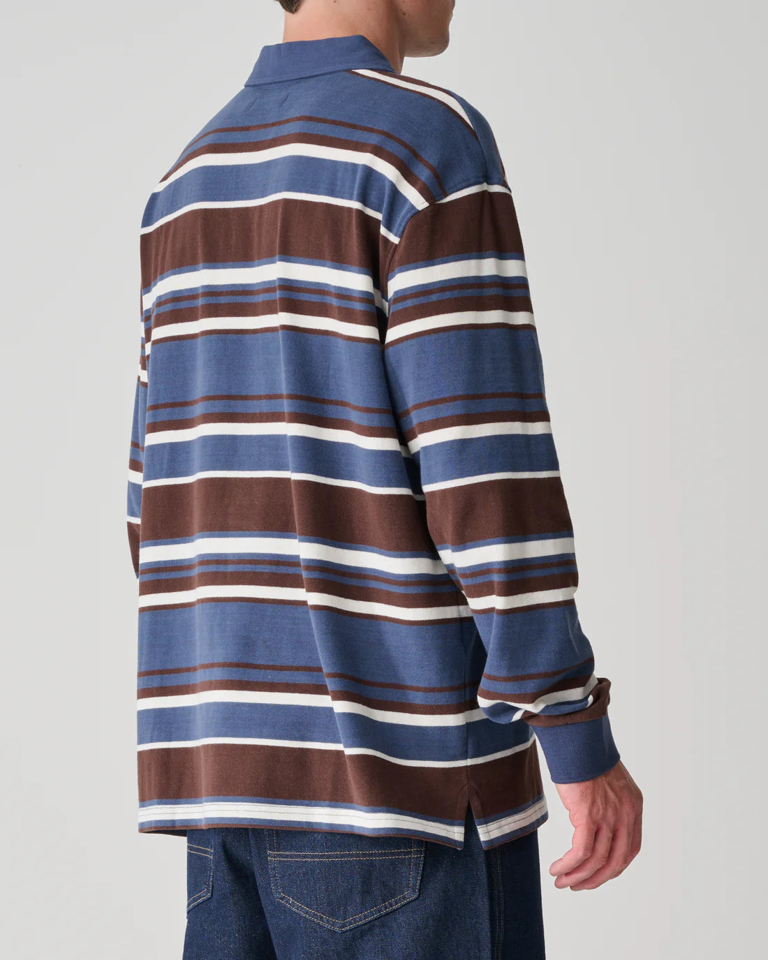 S-DOUBLE Peach Stripe Rugby Top