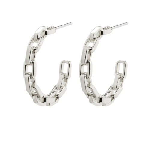 Pilgrim Eria Cable Hoop Earrings Silver Plated