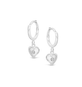 Stones & Silver Heart CZ Huggie