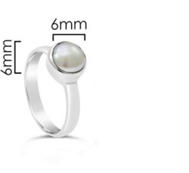 Stones & Silver Pearl Ring 6mm