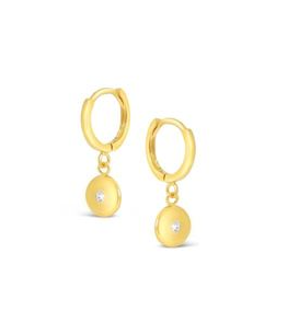 Stones & Silver Round CZ Huggie