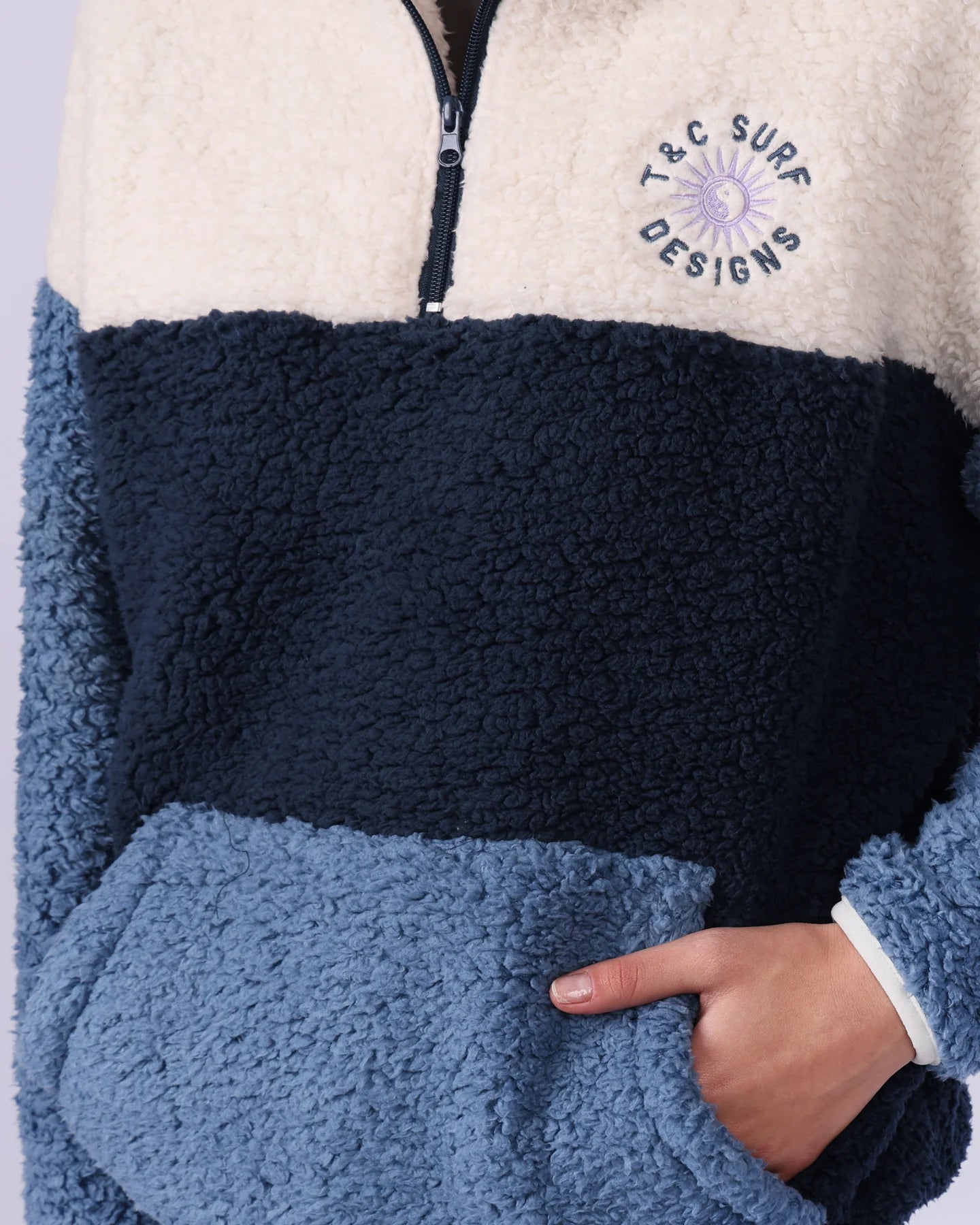T & C Surf Blockout 1/4 Zip Sherpa