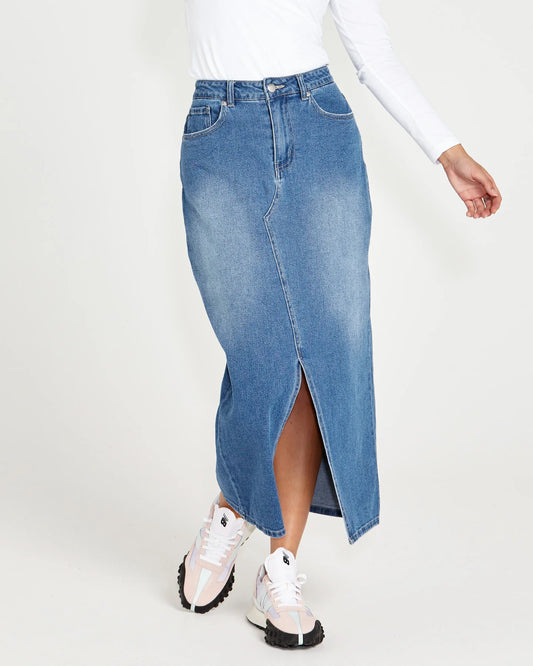 SASS Emerald Denim Maxi Skirt