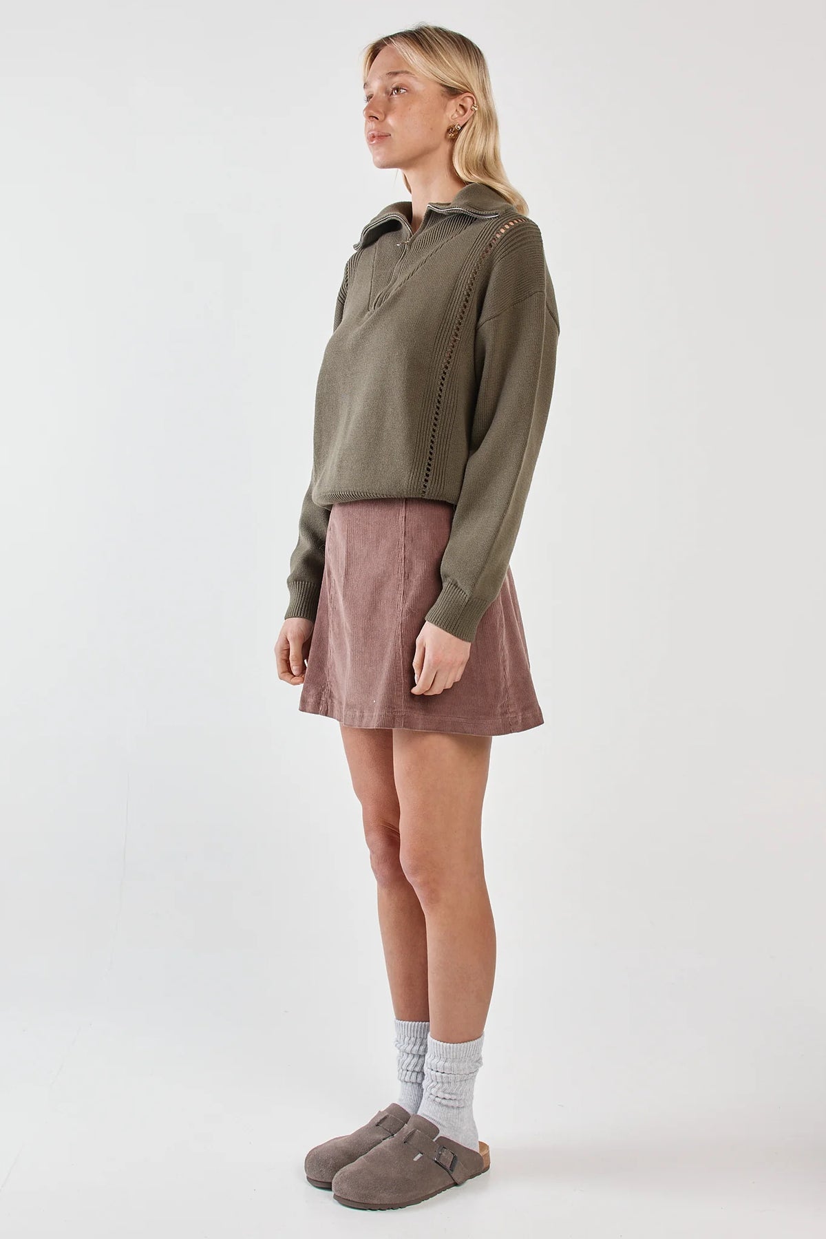 Sass Esti Pointelle Zip Up Knit