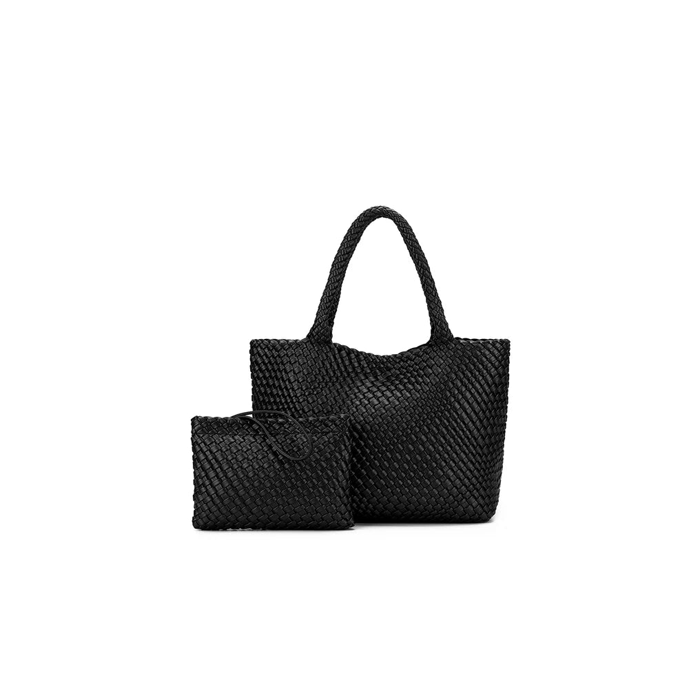 Black Caviar St Moritz 2 Piece Woven Handbag