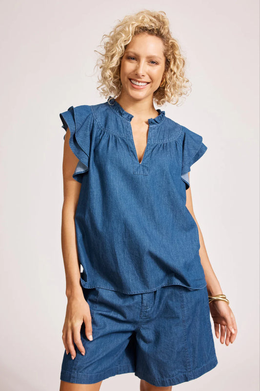 Eb & Ive Melenia Denim Frill Top