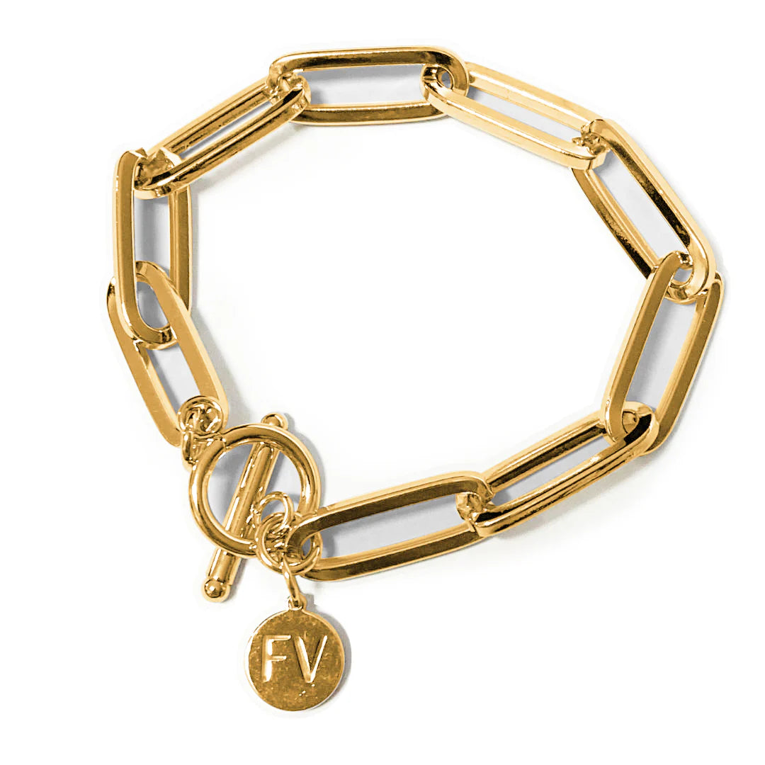 Fabuleux Steel Me Wide Link Paperclip FOB Bracelet