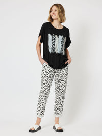 Animale Print Front Short Sleeve Knit top