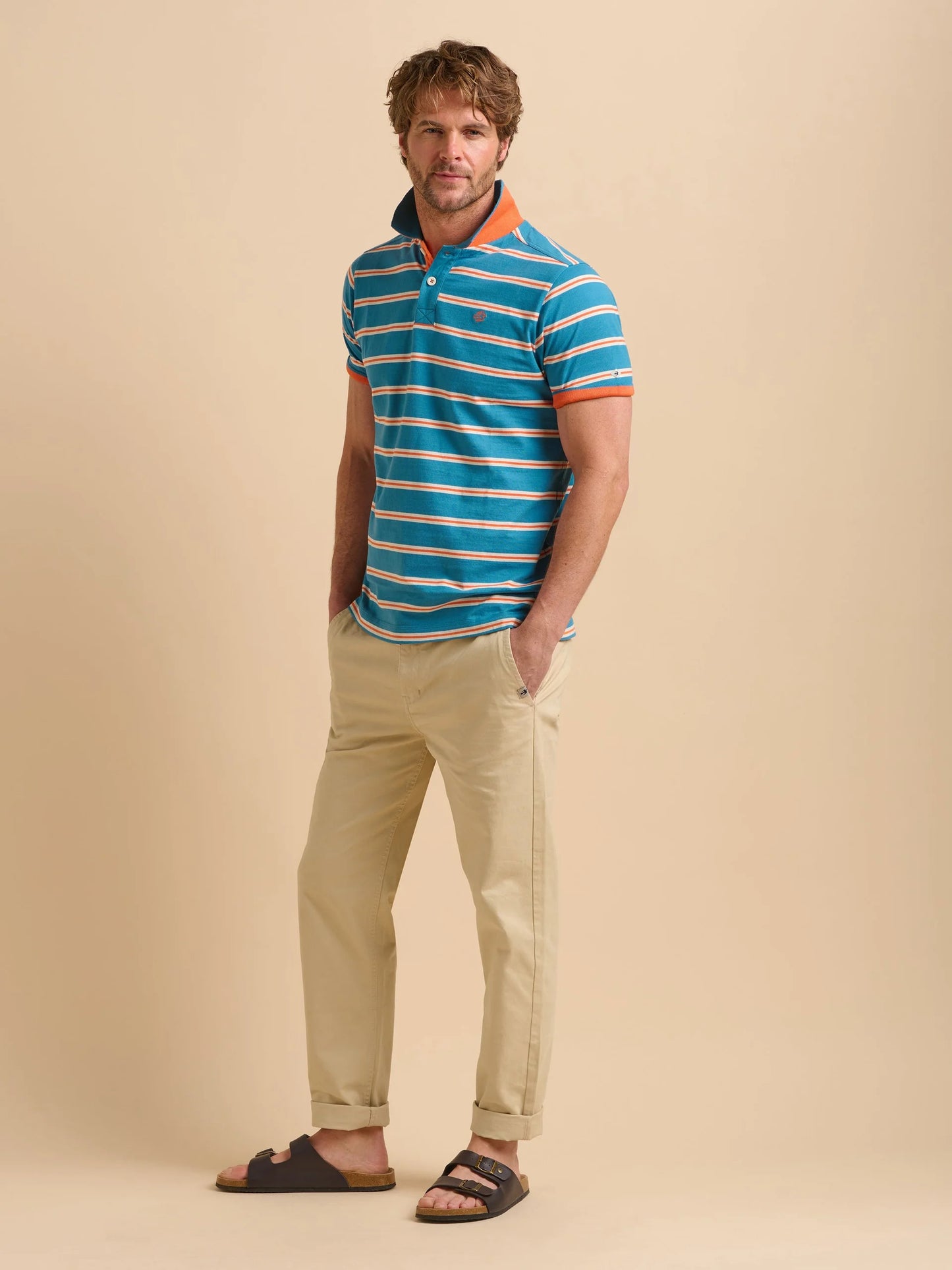 Brakeburn Blue Orange Stripe Polo