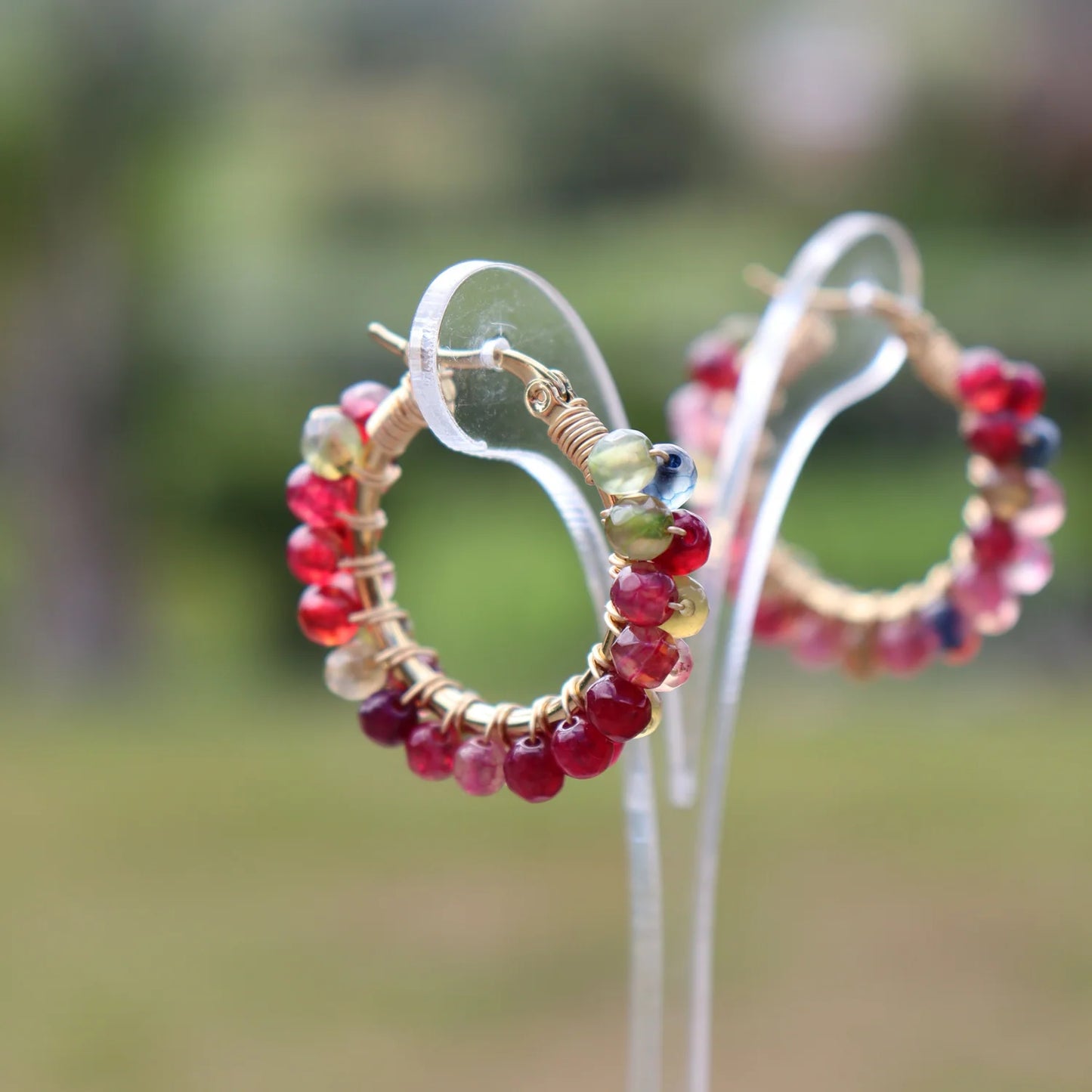 Fabuleux Steel Me Stone Hoop Earrings