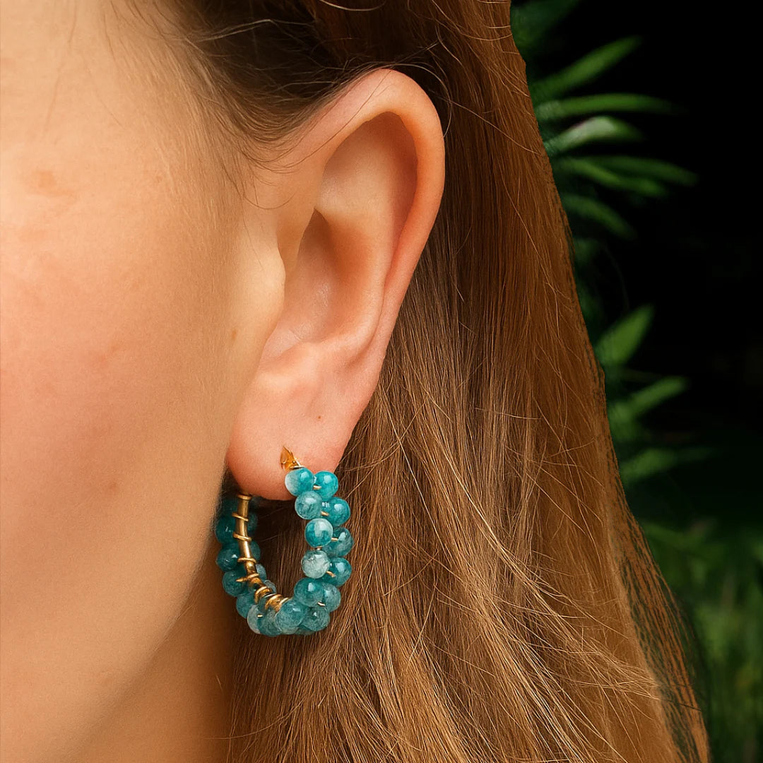 Fabuleux Steel Me Stone Hoop Earrings