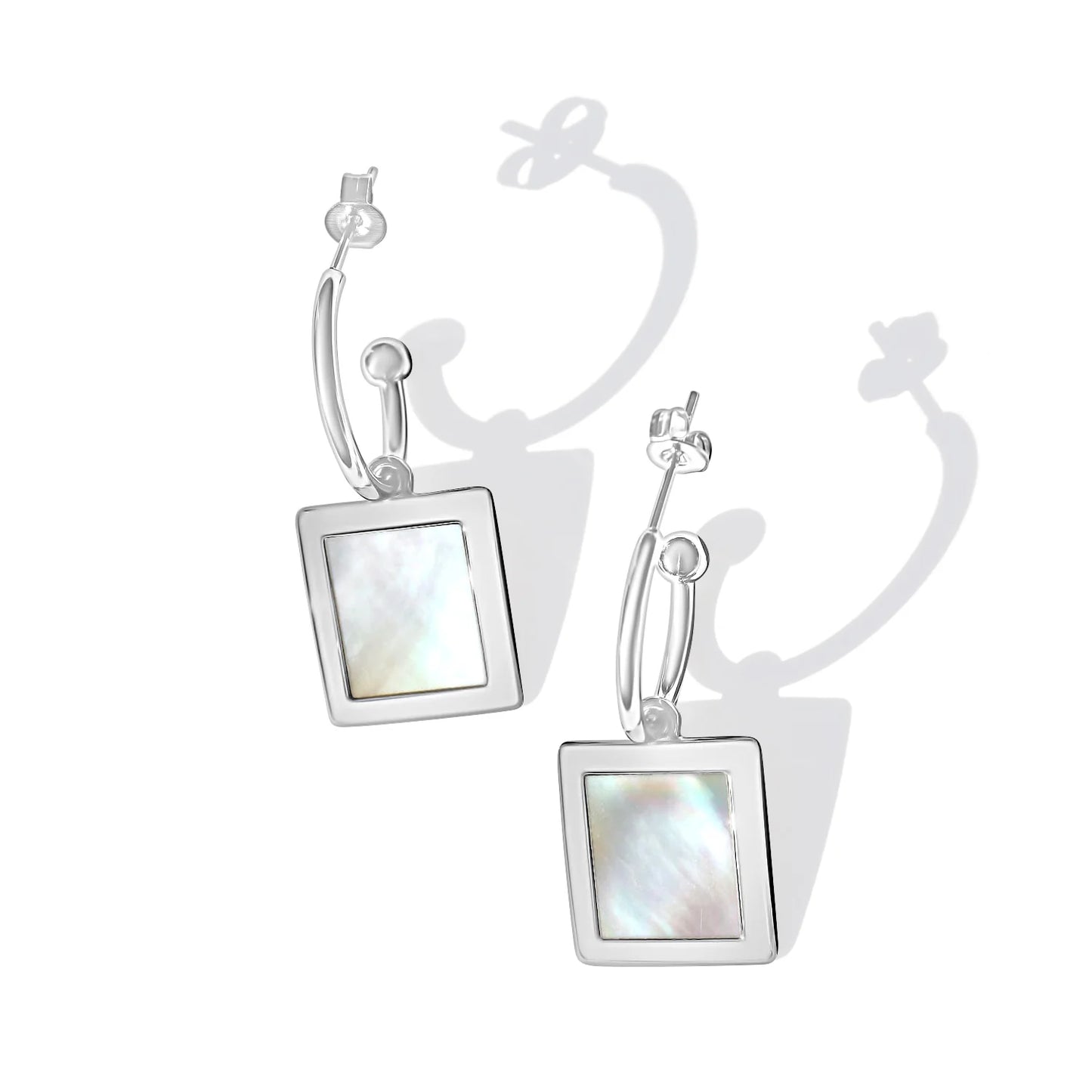 Fabuleux Vous Steel Me Mother Of Pearl Hoop Earring
