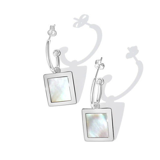 Fabuleux Vous Steel Me Mother Of Pearl Hoop Earring
