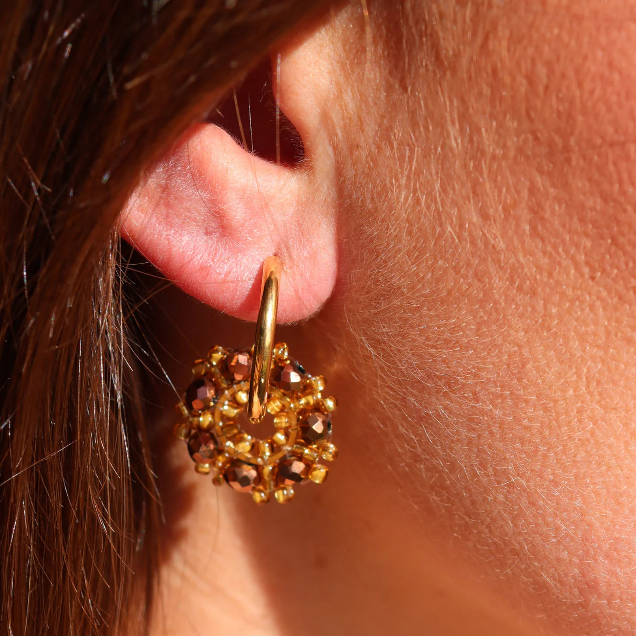 Fabuleux Vous Steel Me Bead Hoop Earrings