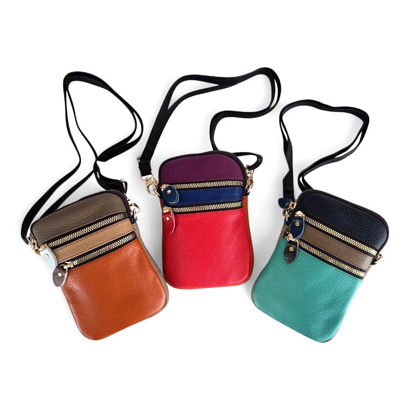 Autn Leather Cross Body Small Bag - Multi Coloured