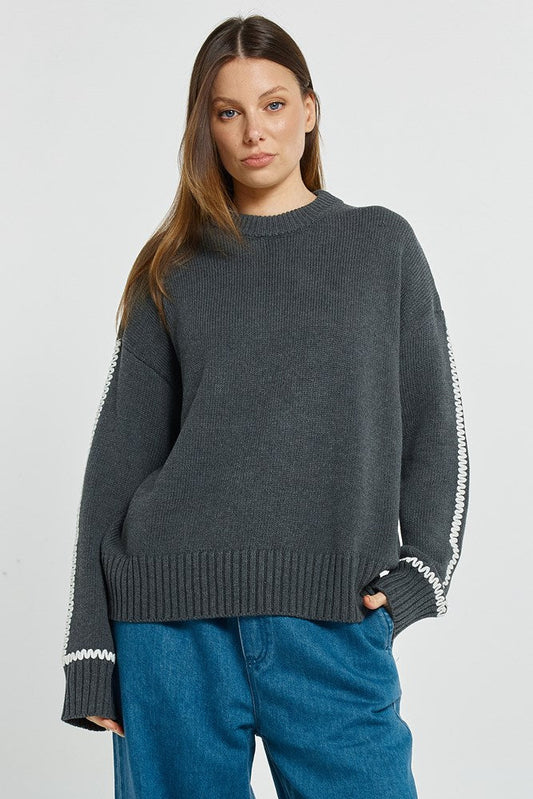 Betty Basics Contrast Stitch Sweater