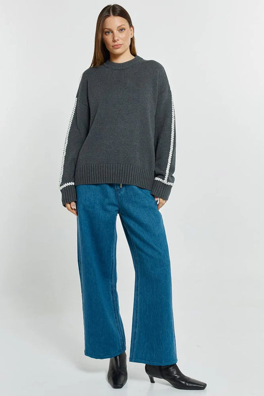 Betty Basics Contrast Stitch Sweater