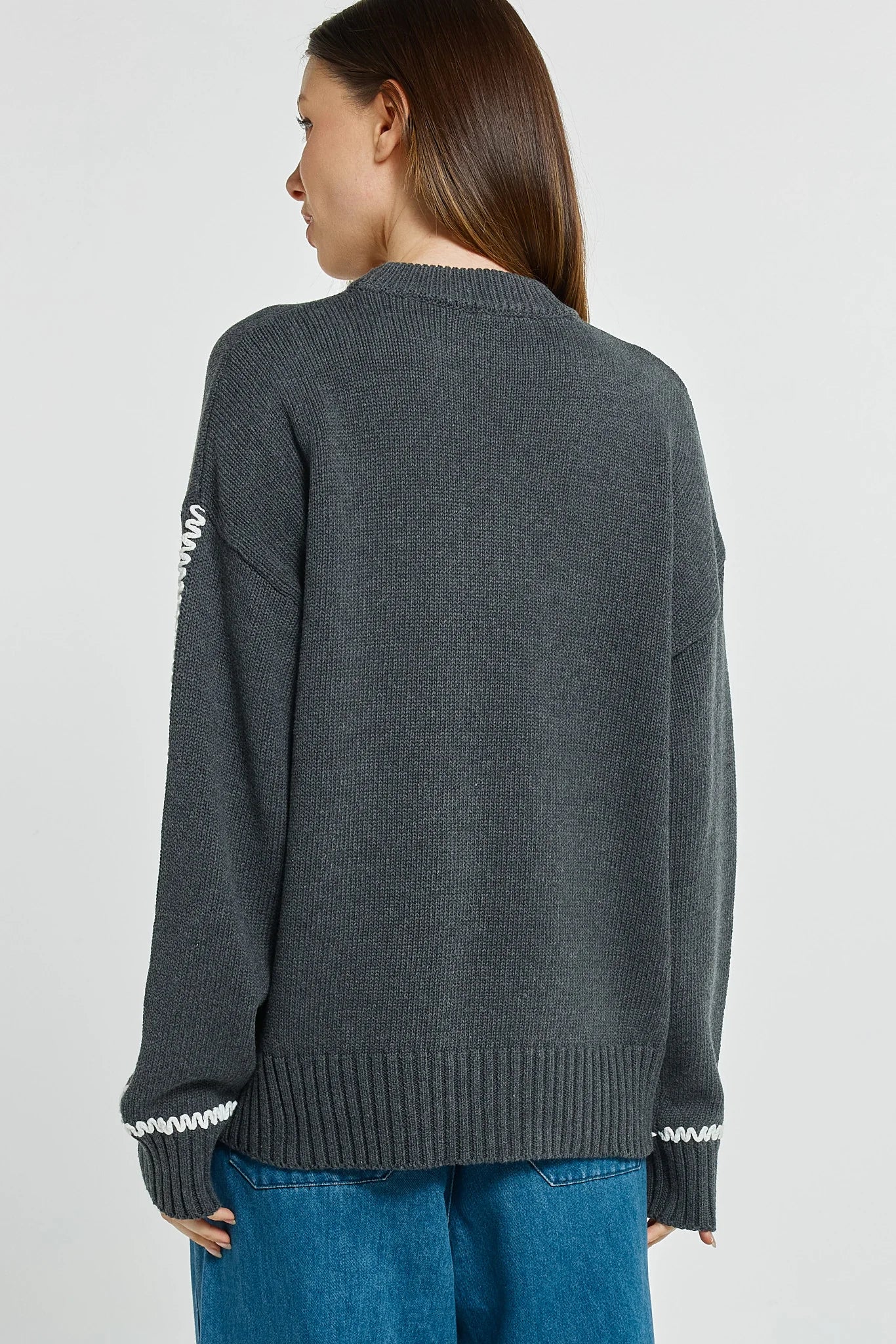 Betty Basics Contrast Stitch Sweater