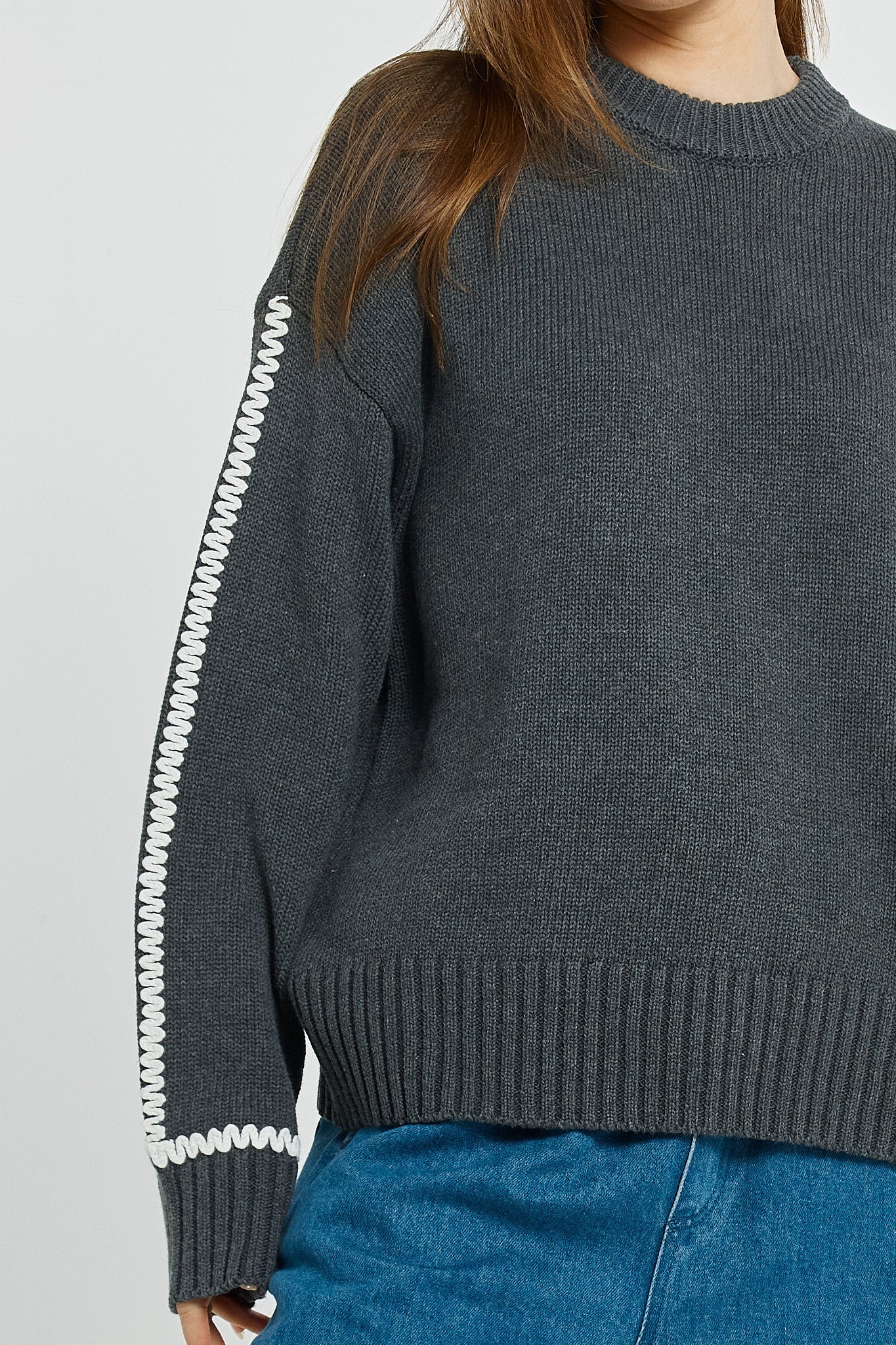 Betty Basics Contrast Stitch Sweater