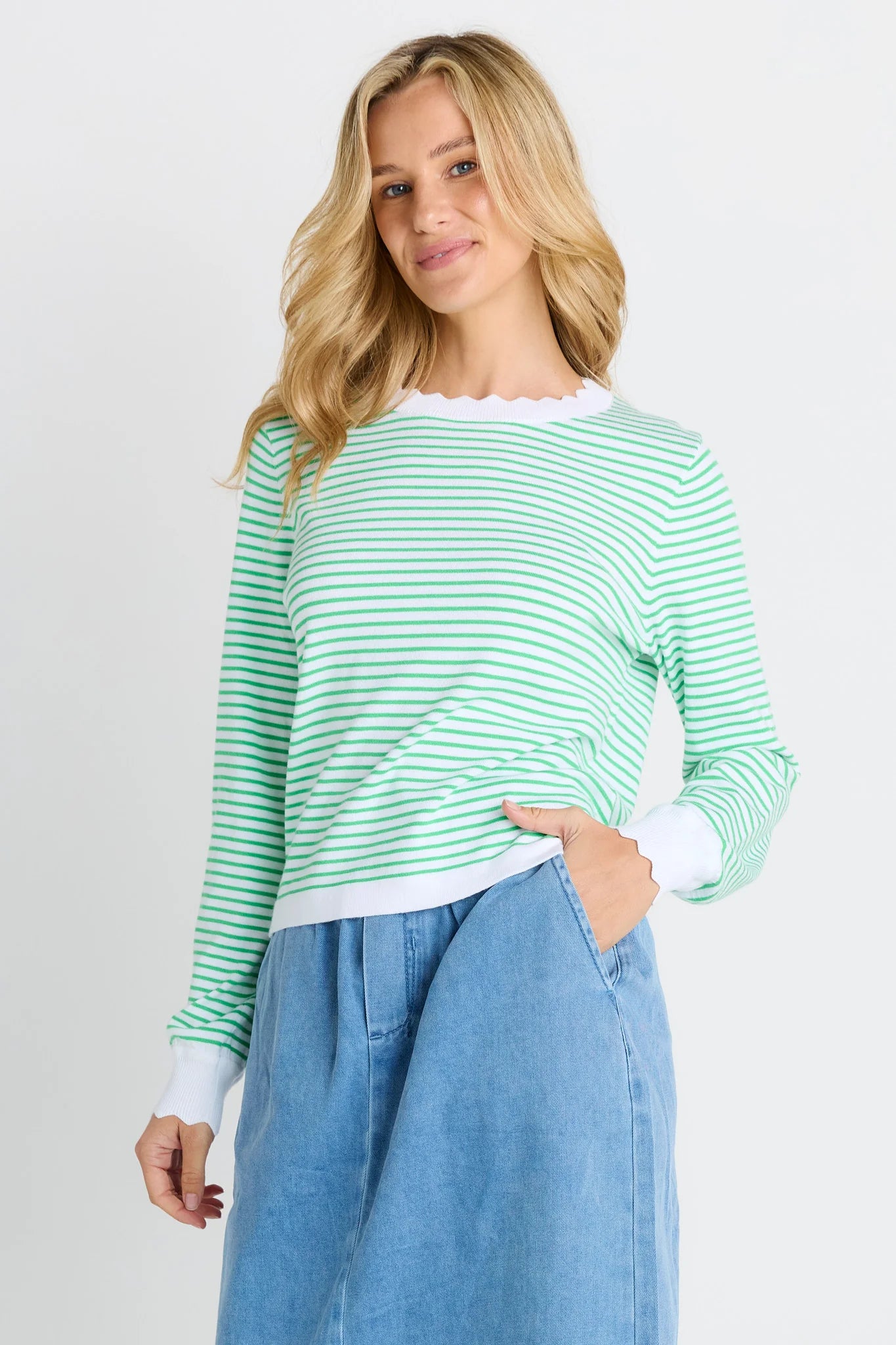 Betty Basics Scallop Knit Sweater