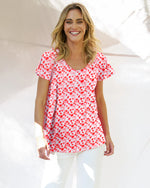 Load image into Gallery viewer, Betty Basics Coral Shirred Tee
