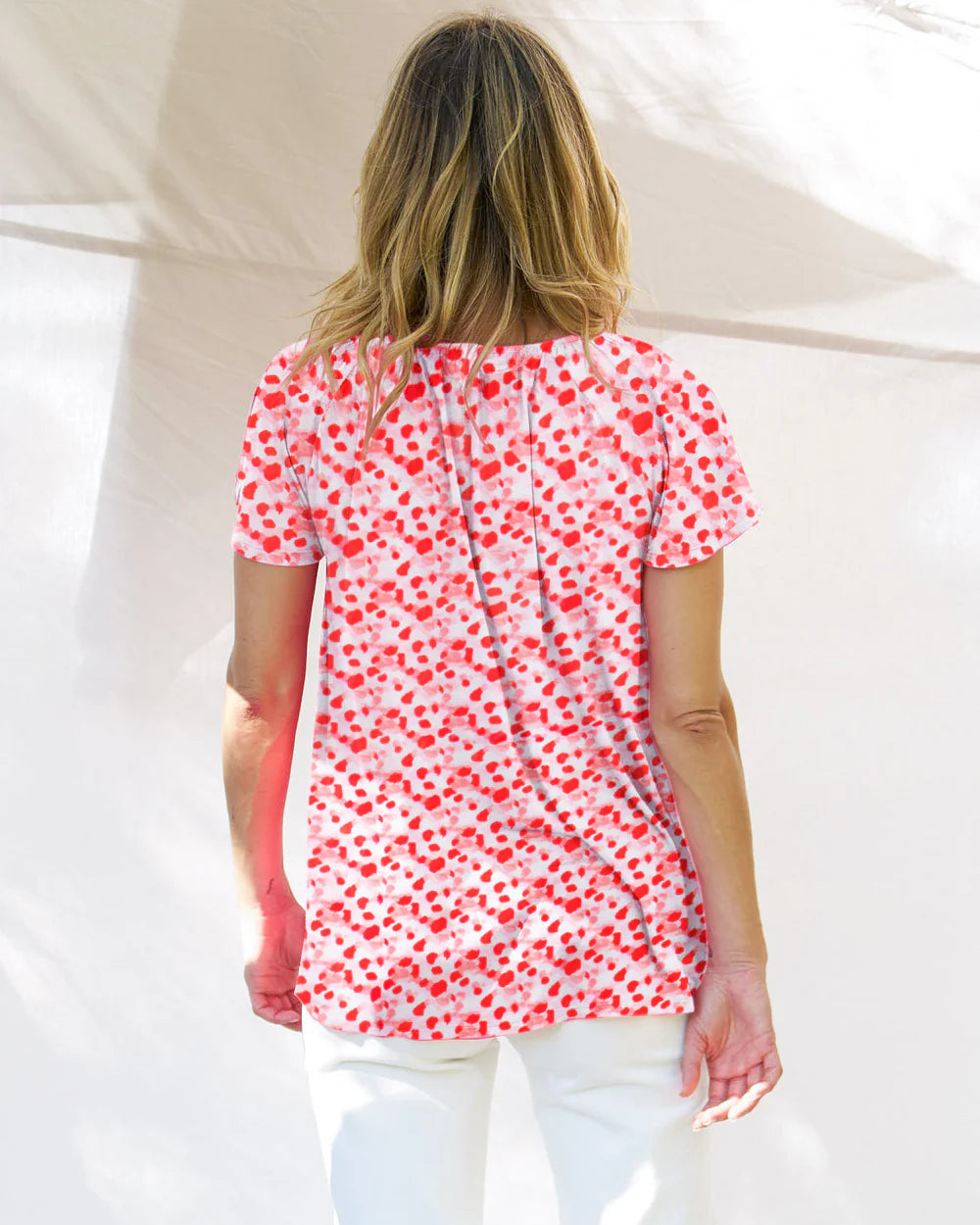 Betty Basics Coral Shirred Tee
