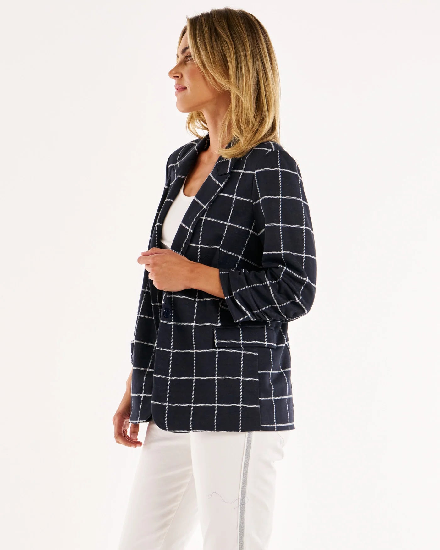 Betty Basics Check Jersey Blazer