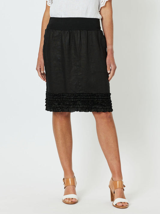 Gordon Smith Ruffle Hem Linen Skirt
