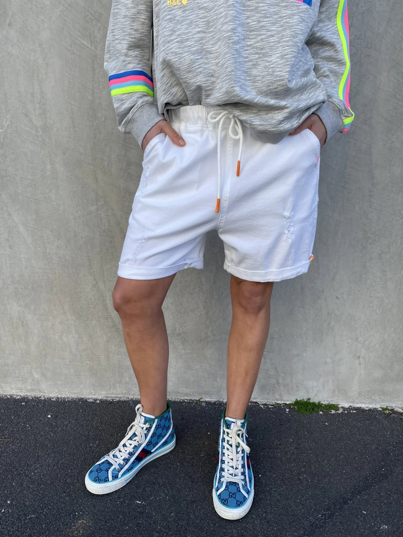 Slouchy denim shorts sales