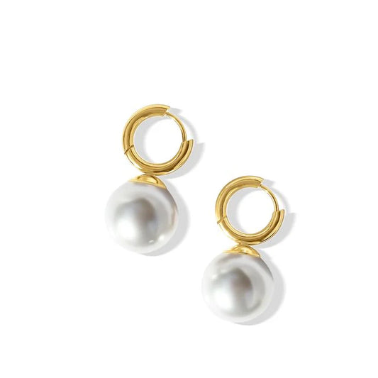 Fabuleux Vous Steel Me Pearl Woven Hoop Earrings 16mm