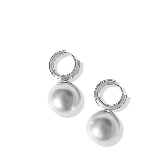 Fabuleux Vous Steel Me Pearl Woven Hoop Earrings 16mm