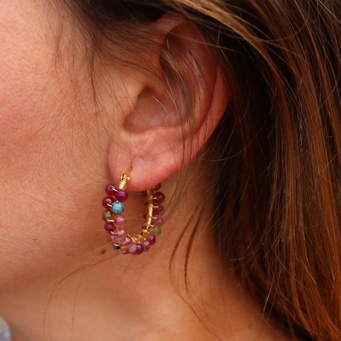 Fabuleux Steel Me Stone Hoop Earrings