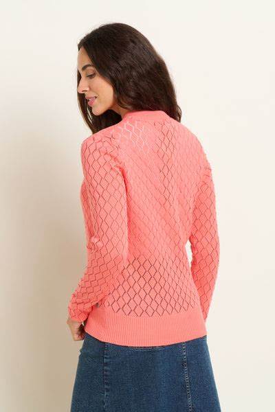 Brakeburn Diamond Pointelle Knitted Cardigan