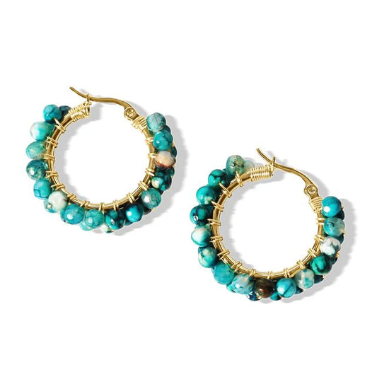 Fabuleux Steel Me Stone Hoop Earrings