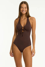 Load image into Gallery viewer, Sea Level Essentials Edit Keyhole Halter One Piece
