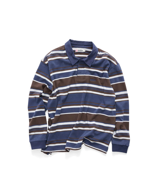 S-DOUBLE Peach Stripe Rugby Top