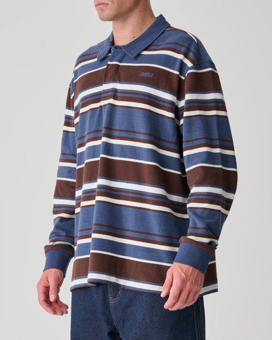 S-DOUBLE Peach Stripe Rugby Top