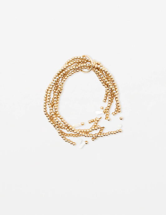 Stella & Gemma Gold Beaded Bracelet - Mother Of Pearl Flowers