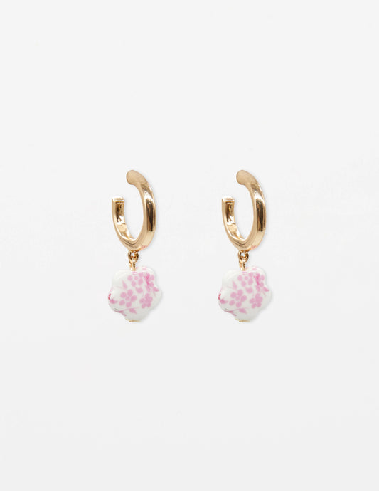 Stella & Gemma Ceramic Flower Hoop Earrings