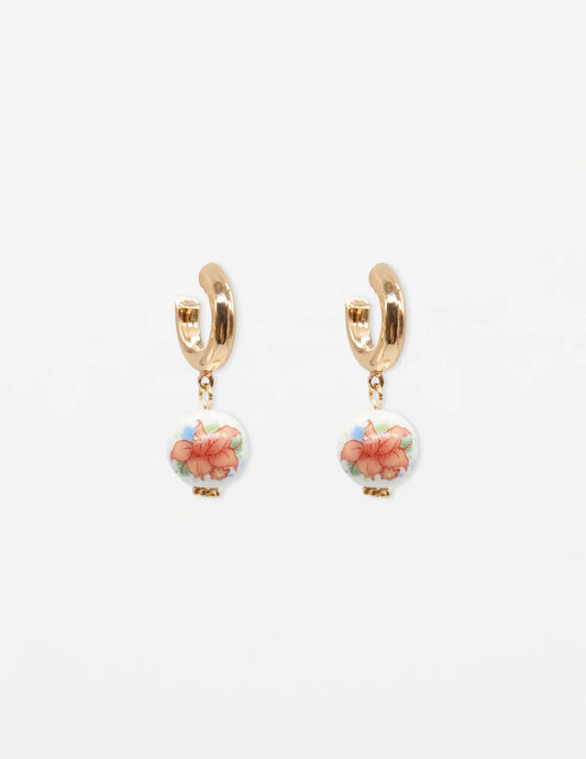 Stella & Gemma Ceramic Flower Hoop with Ball Earrings