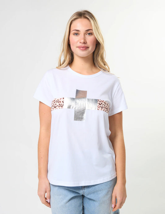 Stella & Gemma Classic Tee White Silver Crossing