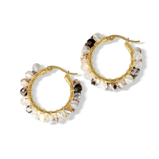 Fabuleux Steel Me Stone Hoop Earrings