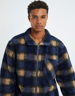 Load image into Gallery viewer, Stussy Shadow Plaid Sherpa Zip Shirt
