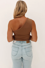 Load image into Gallery viewer, Sass Bec One Shoulder Mocha Brown Top
