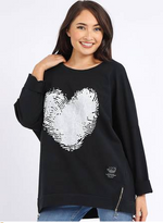 Load image into Gallery viewer, Beau FingerPrint Heart Sweater Black
