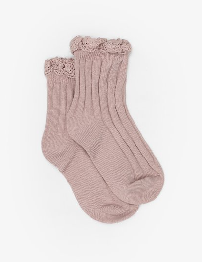 Antler Bambino Sock Lace Frill Old Rose