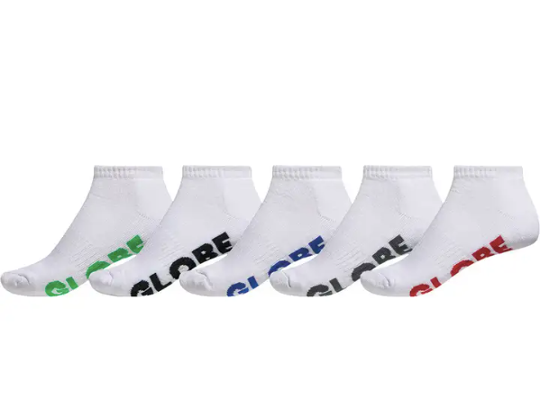 Globe Ankle Socks 5 Pack-White