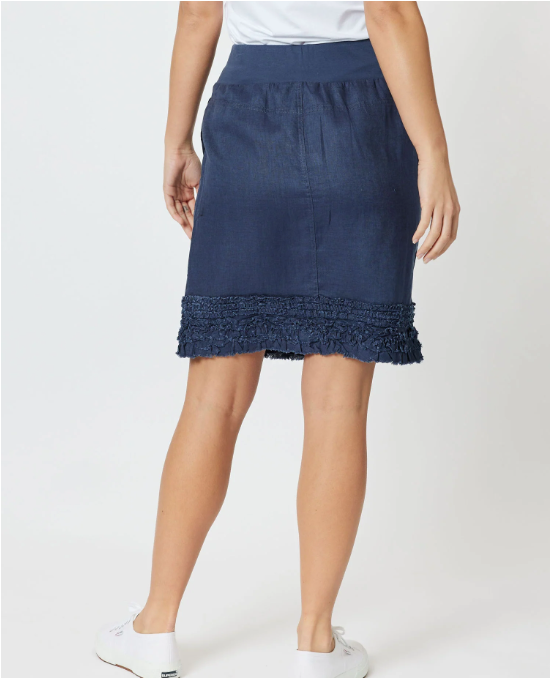 Gordon Smith Ruffle Hem Linen Skirt