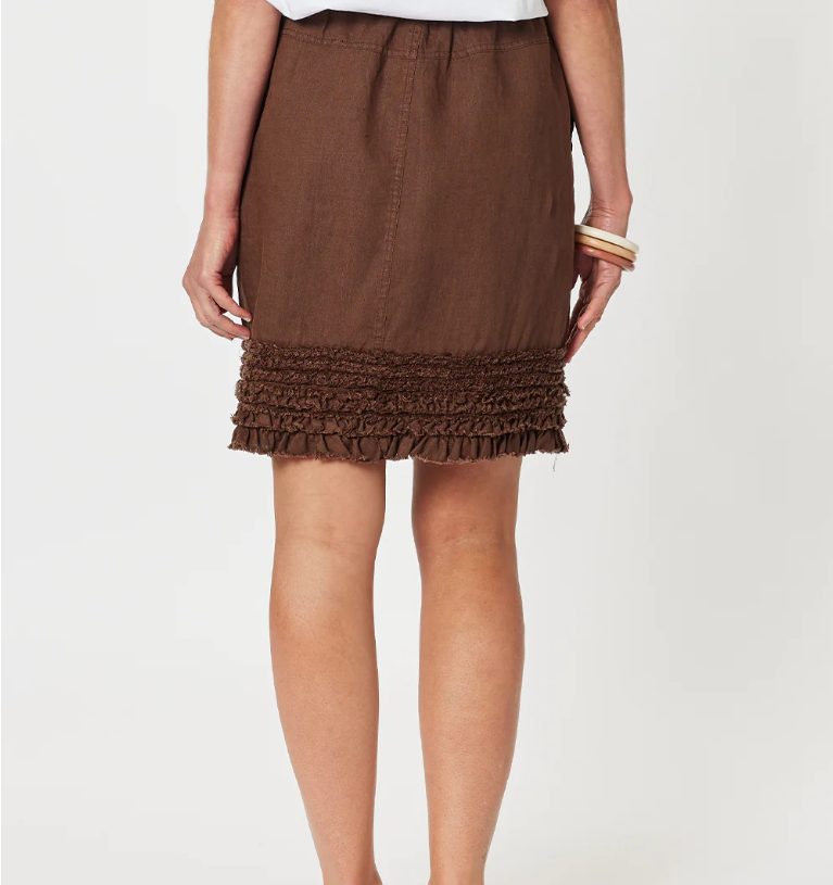 Gordon Smith Ruffle Hem Linen Skirt