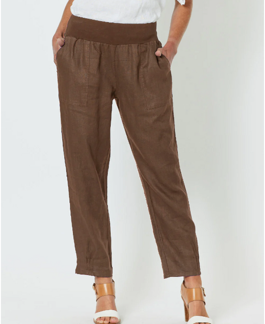Gordon Smith Ribbed Waist Linen Pant